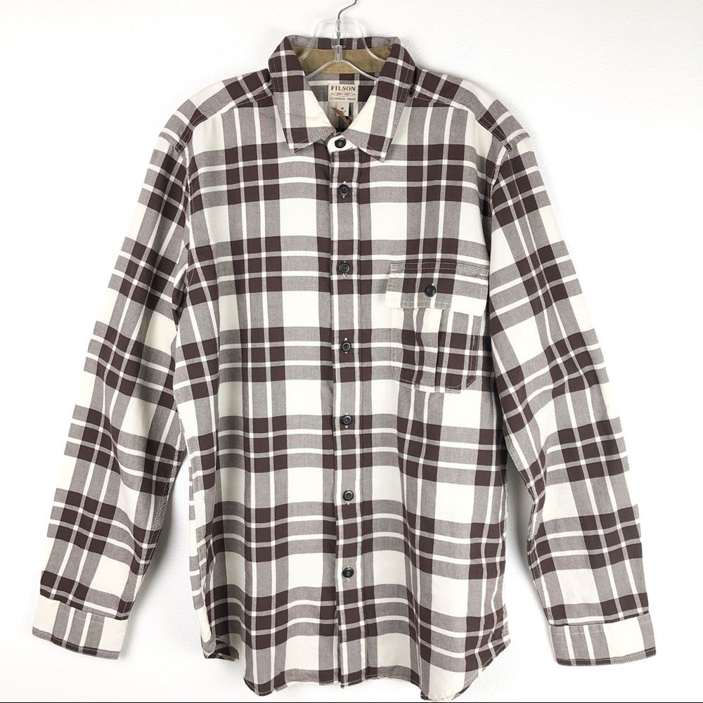 Filson Rustic Oxford Shirt Men Medium Brown Plaid